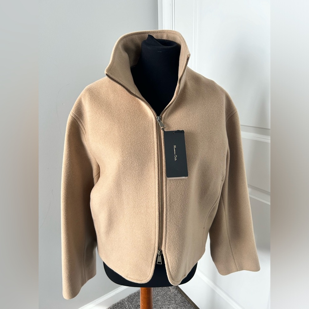 Massimo Dutti Camel/Tan Zip Front Jacket